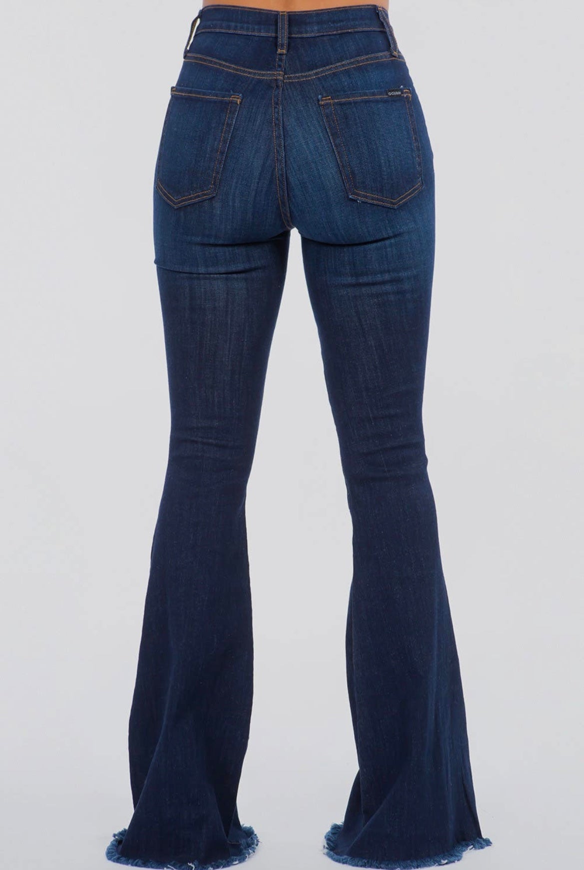 Frayed Bottom Flare Jeans | Dark Denim
